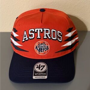 Houston Astros ‘47 Hitch A-Frame Snapback Hat Orange Navy Retro Logo OSFA